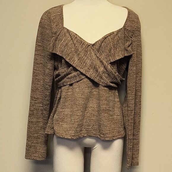 Shein Sexy Curve Taupe Criss Cross Top New - Picture 7 of 10
